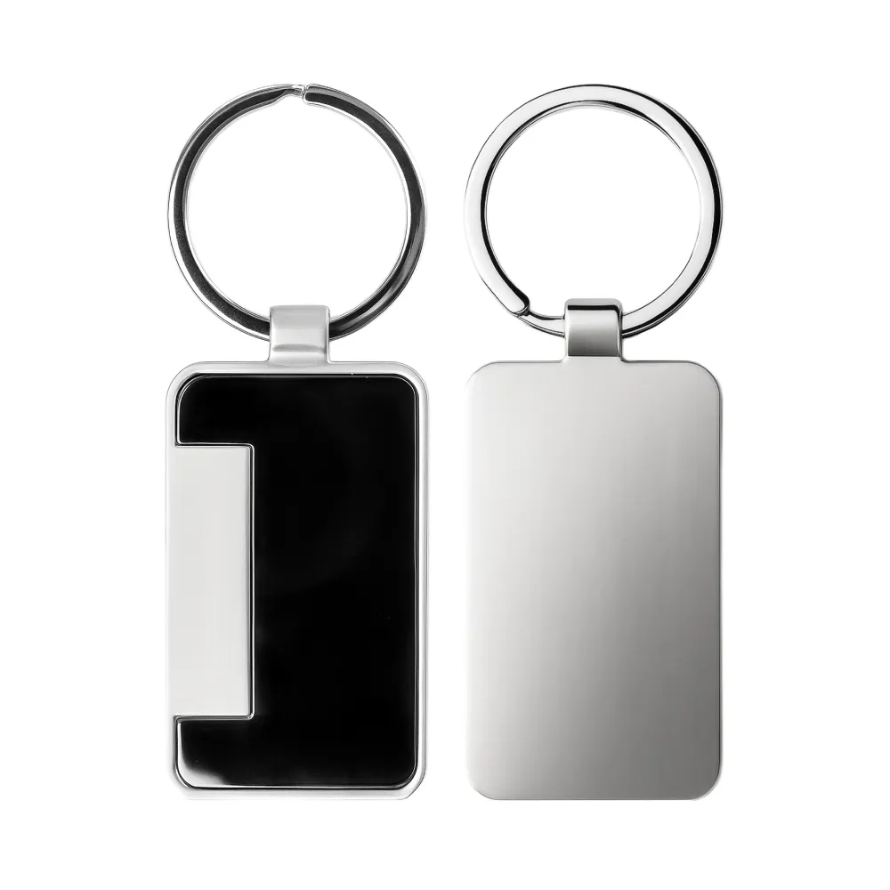 Metal Keychain Rectangle Gun Metal Matte Finish Plate