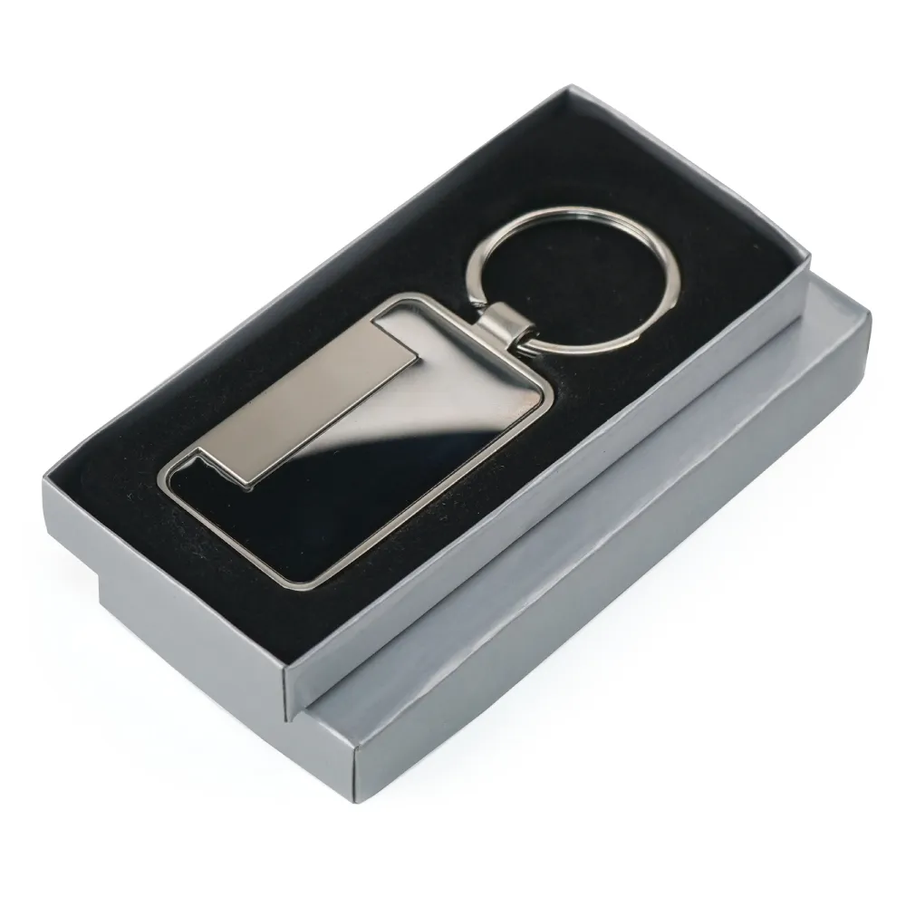 Metal Keychain Rectangle Gun Metal Matte Finish Plate