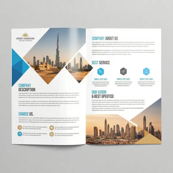 A3 Folded Brochure Printing 135 GSM Glossy Dubai