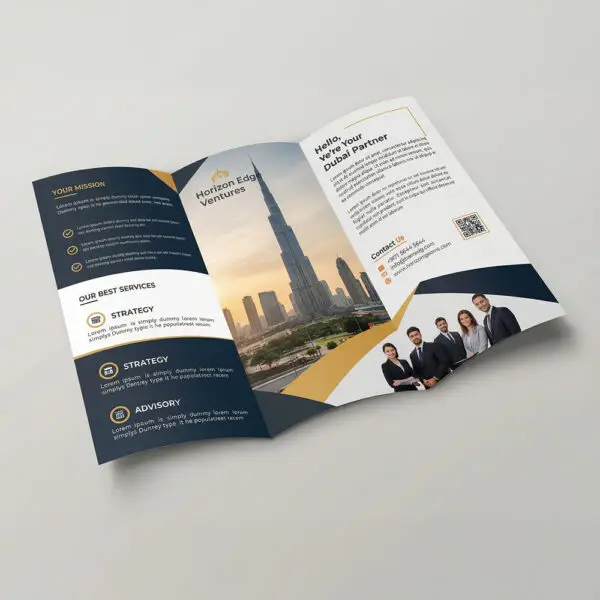DL Brochure Printing A4 Folded 135 GSM Glossy Dubai