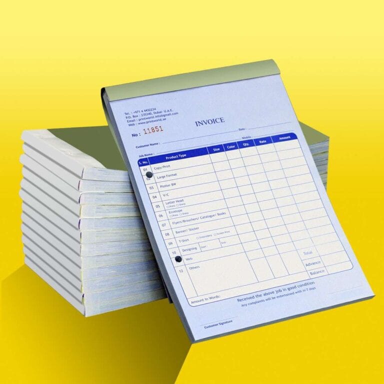 NCR bill book printing Dubai duplicate triplicate invoice books UAE