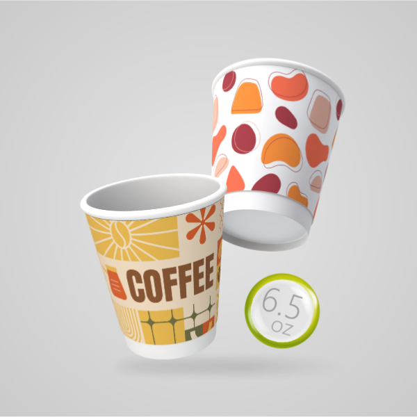 Custom printed 6.5oz double wall paper cups for cafes in Dubai
