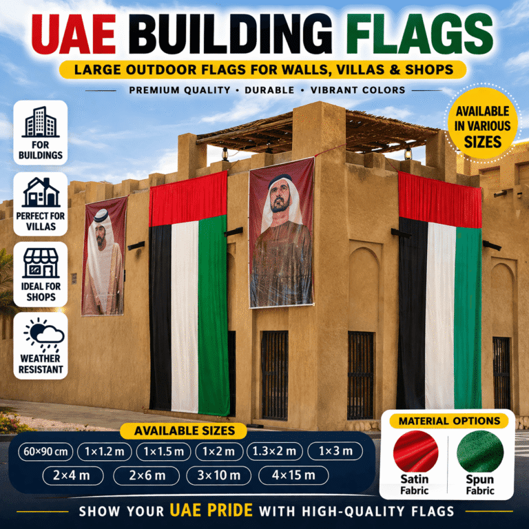 UAE building wall flag large outdoor display on villa wall