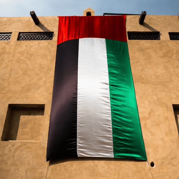 UAE building wall flag large outdoor display on villa wall
