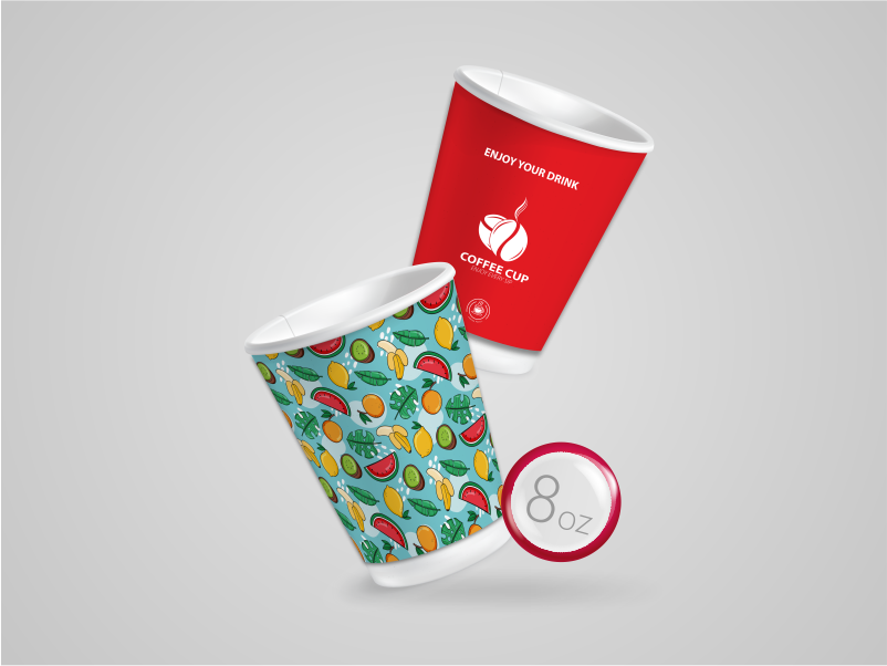 Custom branded 8oz double wall insulated paper cups for Dubai coffee shops