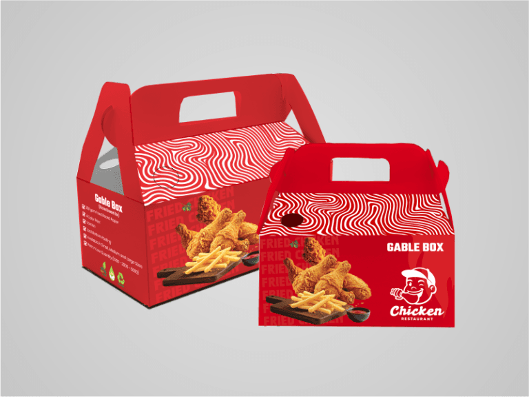 Custom branded gable boxes with handle for gift packaging Dubai