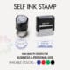 Custom self-inking company rubber stamp in Dubai available in round, square, oval and rectangle shapes with blue, black, red and green ink options.